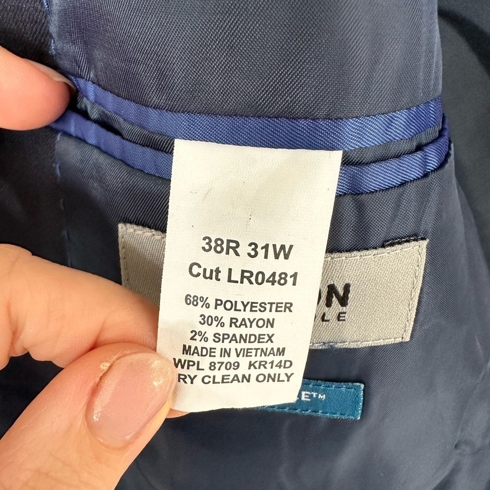 Kenneth Cole Techni-Cole Suit 2 Piece Jacket Pants Set Blue Men Sz 38R 31W Blue  - Picture 16 of 16